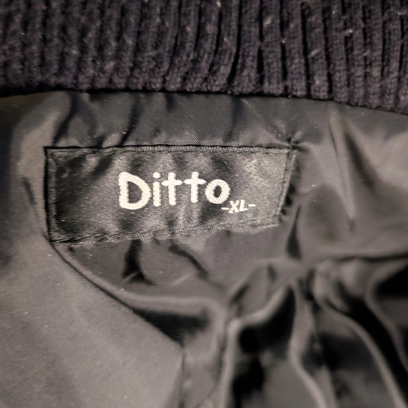 Dittos Women's Cropped Ribbed Fitted Black Bomber Jacket Size XL - Picture 3 of 8